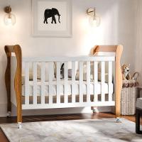 Berço Americano Slim Com Colchão E Rodízios 100% Em Mdf Branco Amadeirado - 1