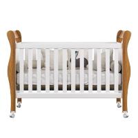 Berço Americano Slim Com Colchão E Rodízios 100% Em Mdf Branco Amadeirado