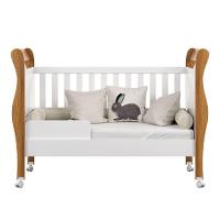 Berço Americano Slim Com Colchão E Rodízios 100% Em Mdf Branco Amadeirado - 6