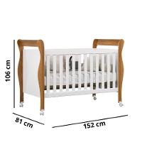 Berço Americano Slim Com Colchão E Rodízios 100% Em Mdf Branco Amadeirado - 7