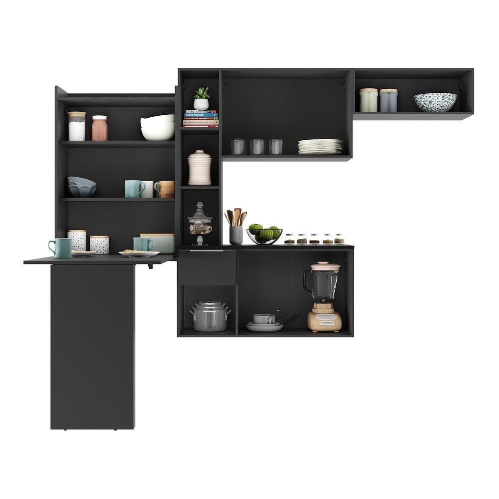 Cozinha Compacta Multimóveis Sofia Fg2007 Com Mesa Dobrável Preta - 10