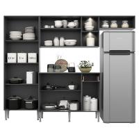 Cozinha Compacta Multimóveis Pequim Fg3572 Com 2 Leds Armário E Balcão Preta/lacca Fumê - 7