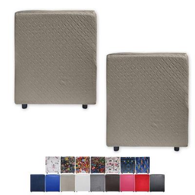 Kit 02 Mini Puff Banqueta Quadrado Decorativo Courino E Suede Bege Trançado Courino