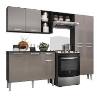 Cozinha Compacta Multimóveis Pequim Up Fg3412 Com 2 Leds Armário E Balcão Preta/lacca Fumê - 2