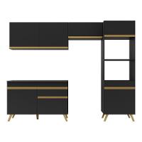 Cozinha Compacta Multimóveis Veneza Gb Fg3683 Com Armário E Balcão Preta - 3