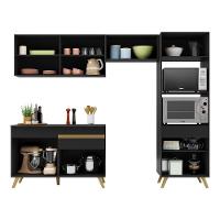 Cozinha Compacta Multimóveis Veneza Gb Fg3683 Com Armário E Balcão Preta - 7