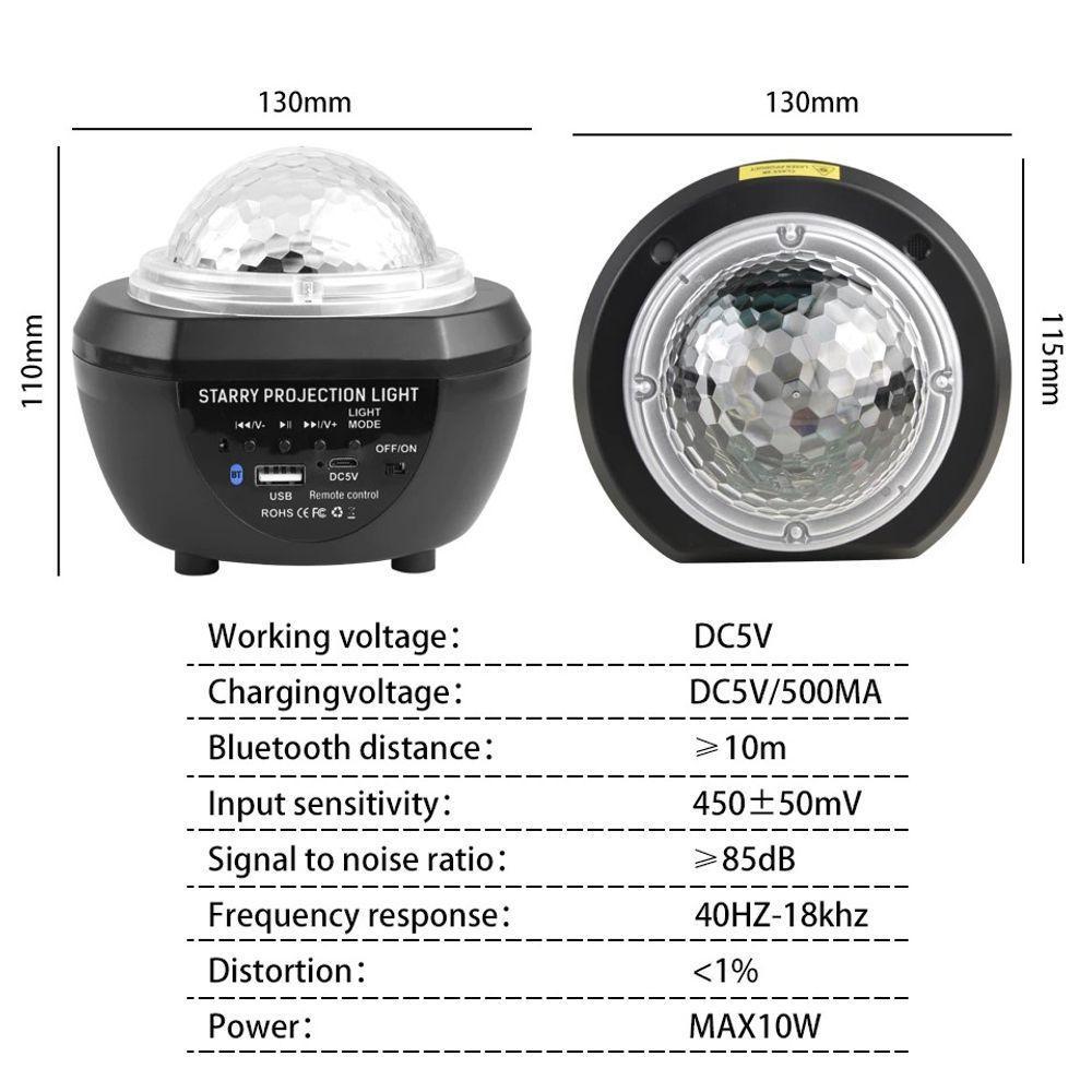 Luminaria Pojeção De Estrelas Universo Caixa De Som Bluetooth Branco - 5