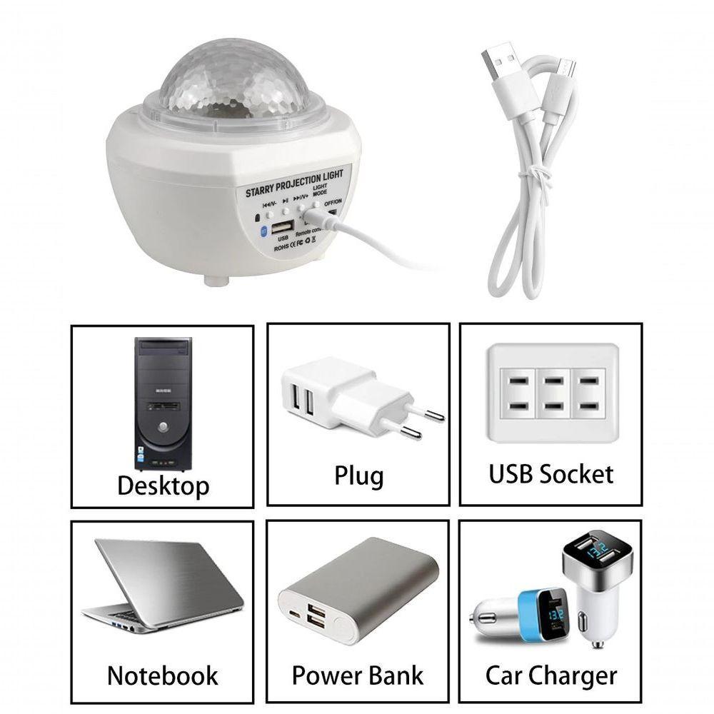 Luminaria Pojeção De Estrelas Universo Caixa De Som Bluetooth Branco - 6