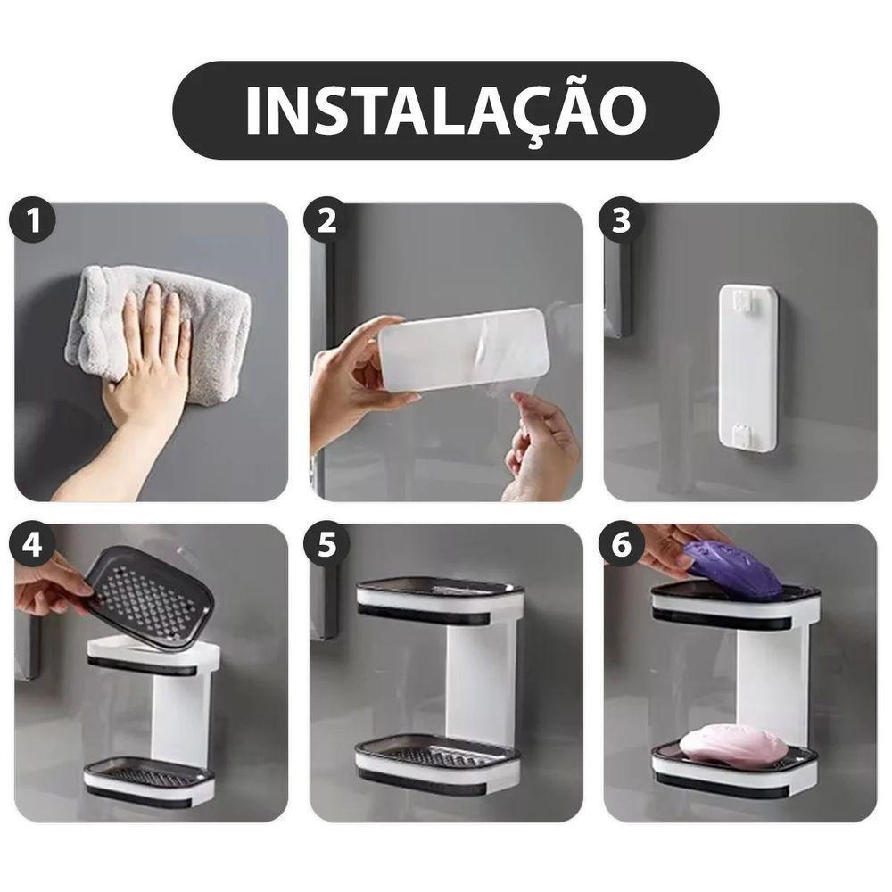Porta Sabonete Saboneteira Parede Dupla Adesivo Banheiro - 3