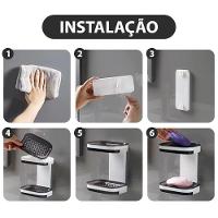 Porta Sabonete Saboneteira Parede Dupla Adesivo Banheiro - 3