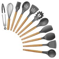 Kit 12 Peças Utensilios De Cozinha Colher Espatula Fue Pincel Cinza - 1