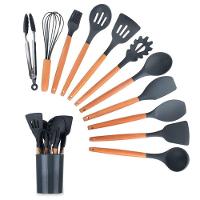 Kit 12 Peças Utensilios De Cozinha Colher Espatula Fue Pincel Cinza - 2