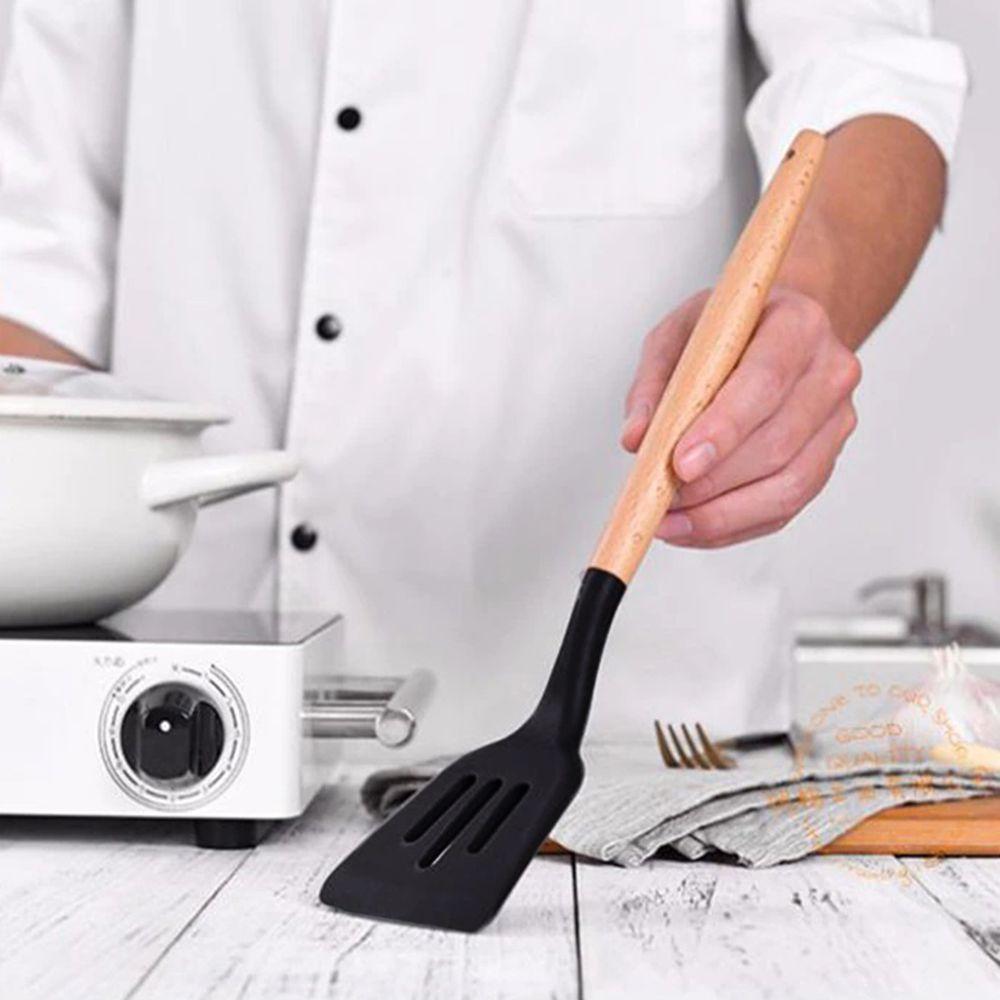 Kit 12 Peças Utensilios De Cozinha Colher Espatula Fue Pincel Preto - 2