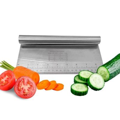 Espatula Inox Cortador Raspador P- Massas Legumes Pizza Pão Chocolate Com Regua 22cm