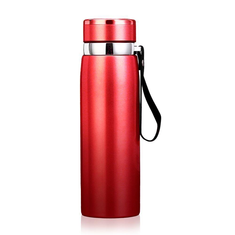 Garrafinha Térmica Aço Inox 800ml água Gelada Quente Com Vedação Academia Trilha Vermelho - 1