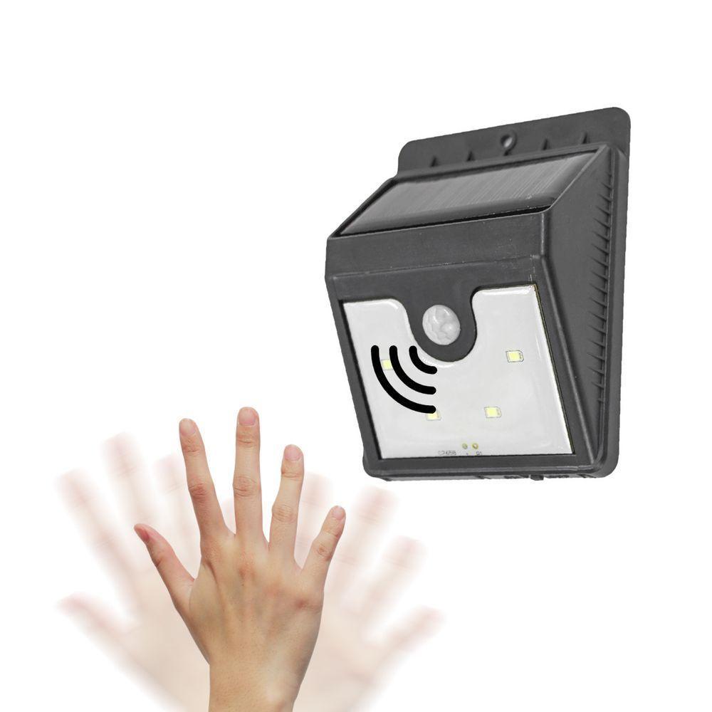 Luminaria Parede Painel Solar 4 Leds Sensor Movimento Luz - 1