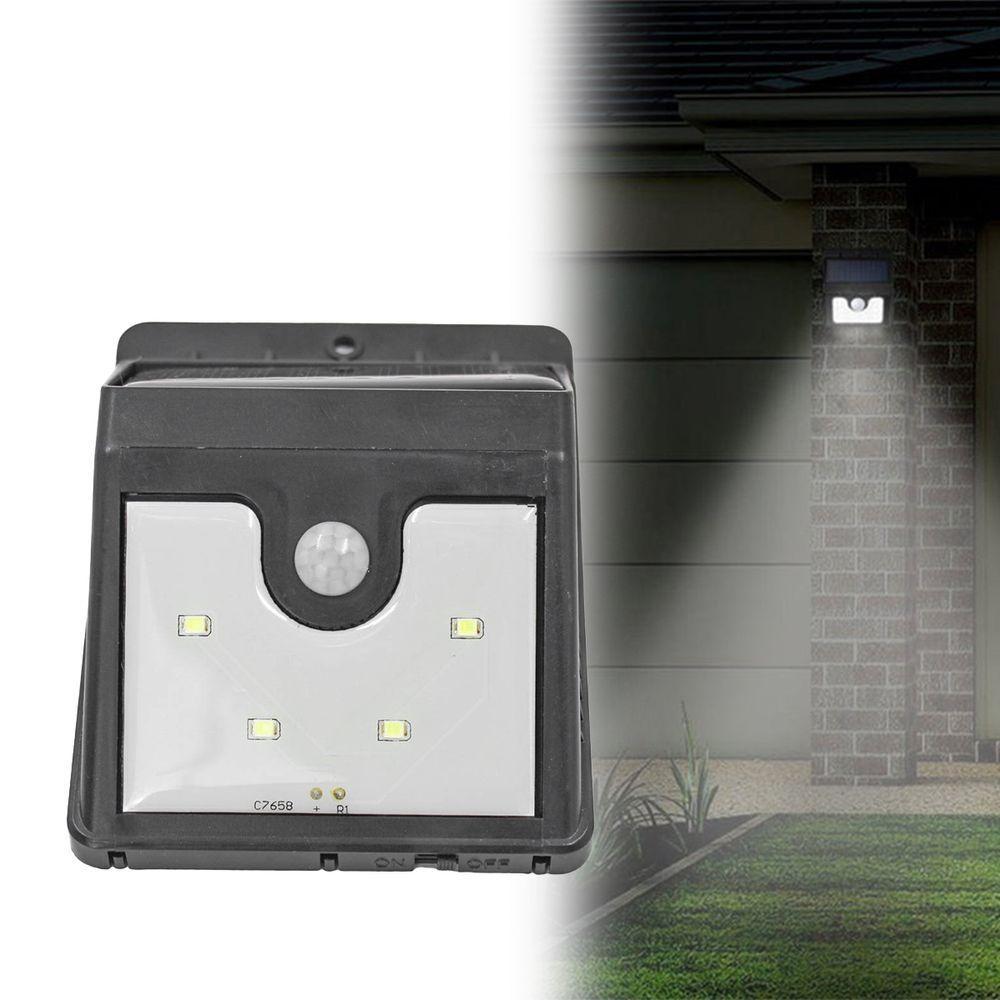 Luminaria Parede Painel Solar 4 Leds Sensor Movimento Luz - 3