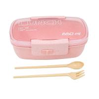 Marmita Pote 650ml Com Tampa Garfo Colher Freezer Micro-ondas Fit Rosa - 2
