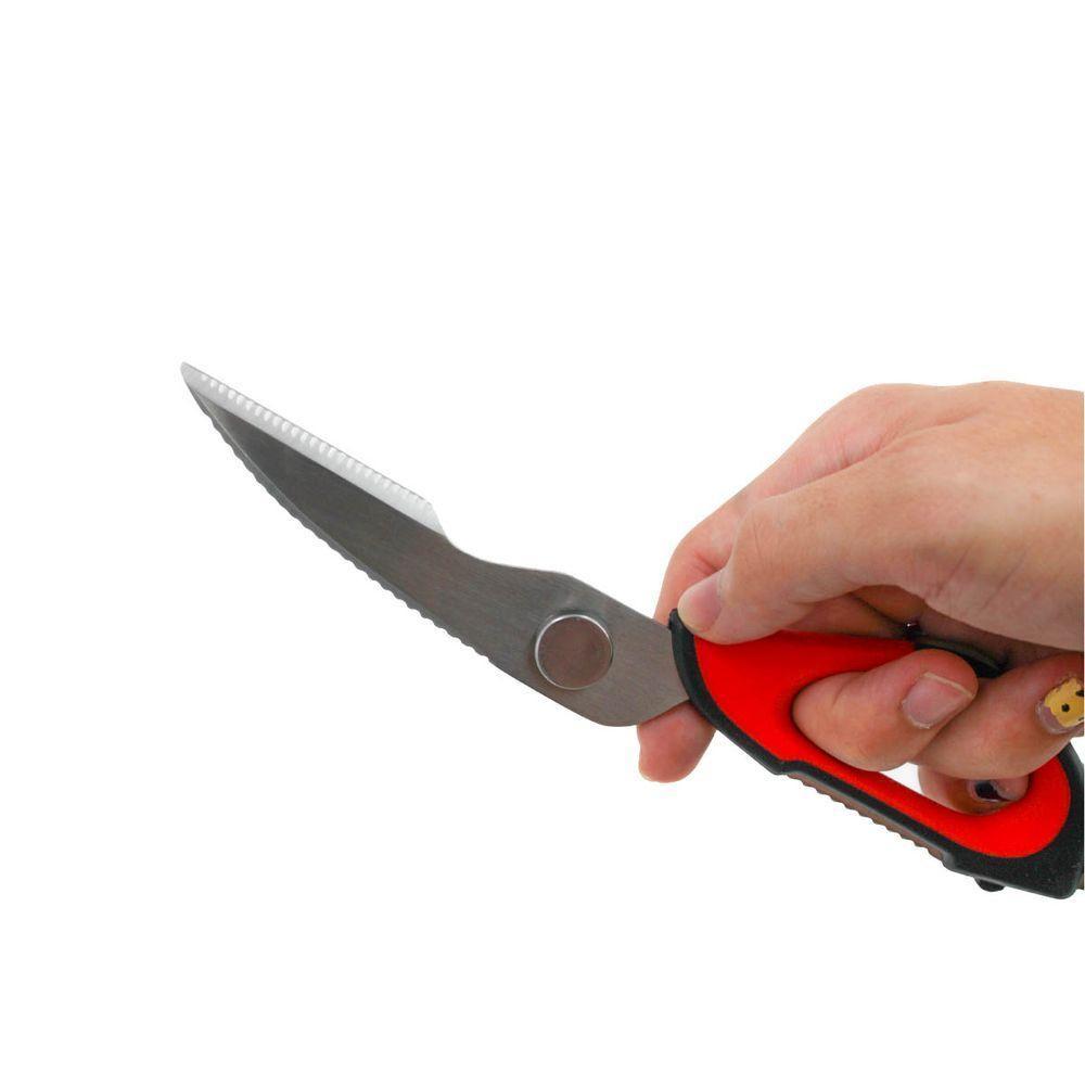 Tesoura Culinaria P- Casa Cozinha Corta Desossa Limpa Peixe Carne Frango 6 Em 1 Vermelho - 5