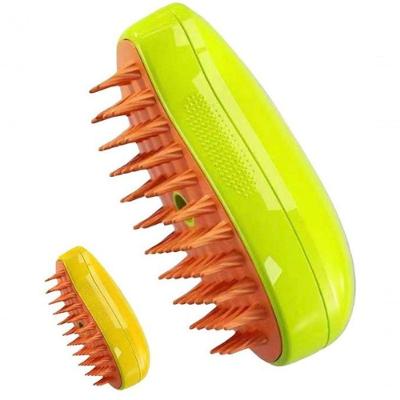 Escova Tira Pelo Vapor Pet Usb Recarregável Cão Gato Amarelo