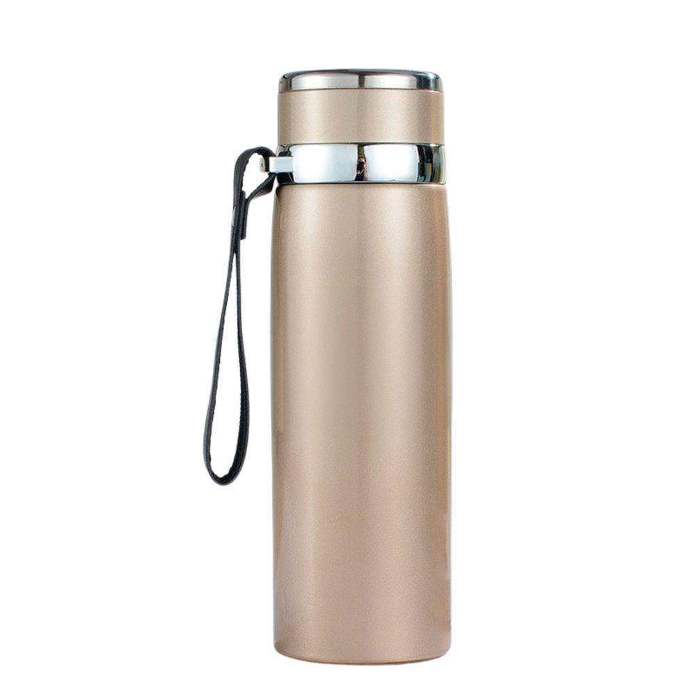 Garrafinha Térmica Aço Inox 800ml água Gelada Quente Com Vedação Academia Trilha Bege - 1