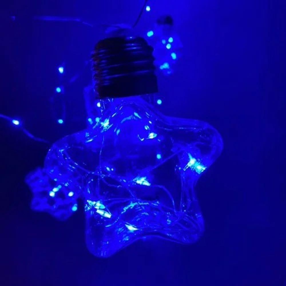 Fio De Led Com 10 Lâmpadas Estrelas Fio De Fada Usb E Pilha Aa Azul - 1