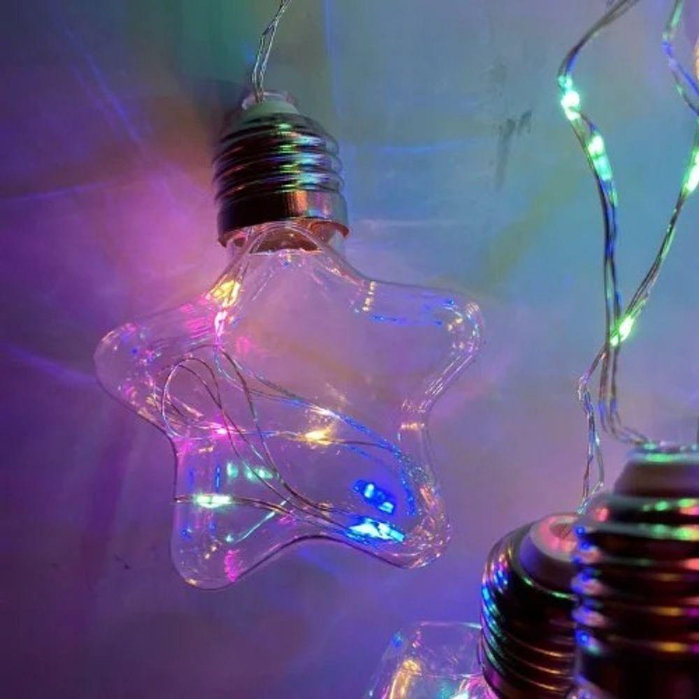 Fio De Led Com 10 Lâmpadas Estrelas Fio De Fada Usb E Pilha Aa Azul - 2