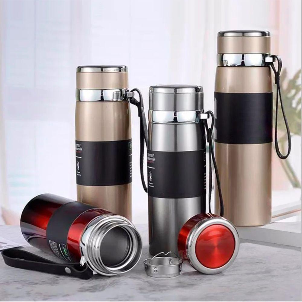 Garrafinha Térmica Aço Inox 600ml água Gelada Quente Com Vedação Academia Trilha Bege - 3