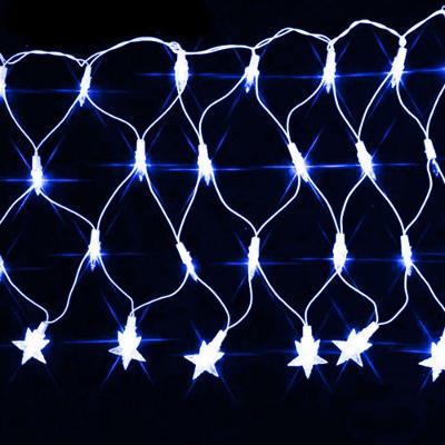 Pisca De Led Rede Com Estrela Na Ponta 120l 3,5x0,5m 8 Modos 110v Cores Azul