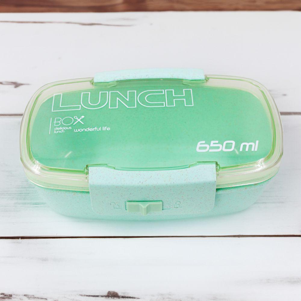 Marmita Pote 650ml Com Tampa Garfo Colher Freezer Micro-ondas Fit Verde - 2