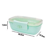 Marmita Pote 650ml Com Tampa Garfo Colher Freezer Micro-ondas Fit Verde - 6