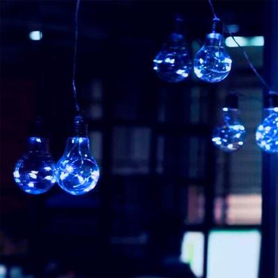 Fio De Fada Com 10 Lampadas De Led Pisca Usb E Pilha Cores Azul