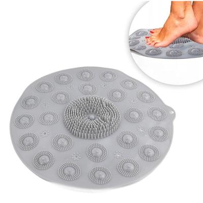 Tapete Antiderrapante Box Banheiro Lava Pes Massageador Com Ventosas Cinza