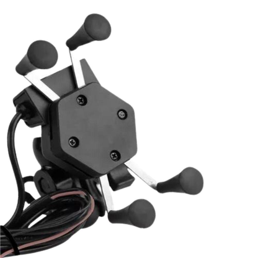 Suporte Garra Para Celular Moto Universal Com Carregador Usb - 1