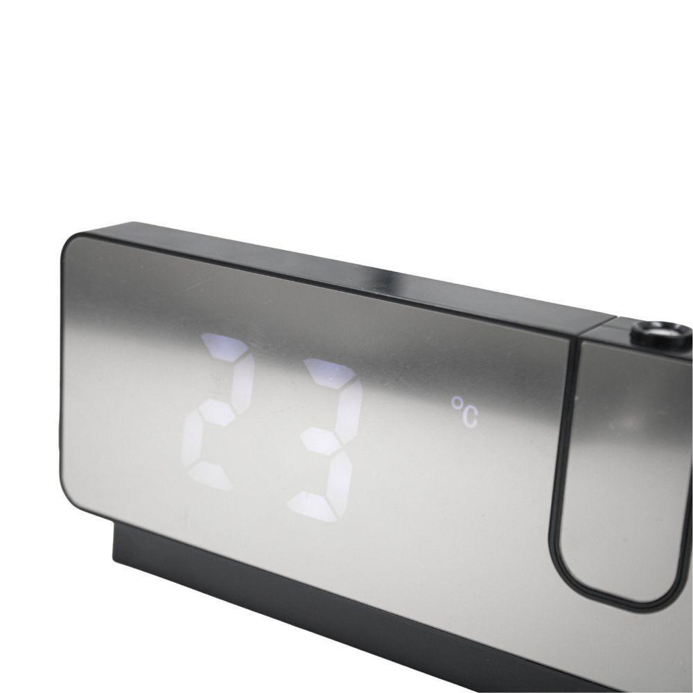 Relogio Alarme Led Espelhado Usb Com Projetor De Hora Preto - 4