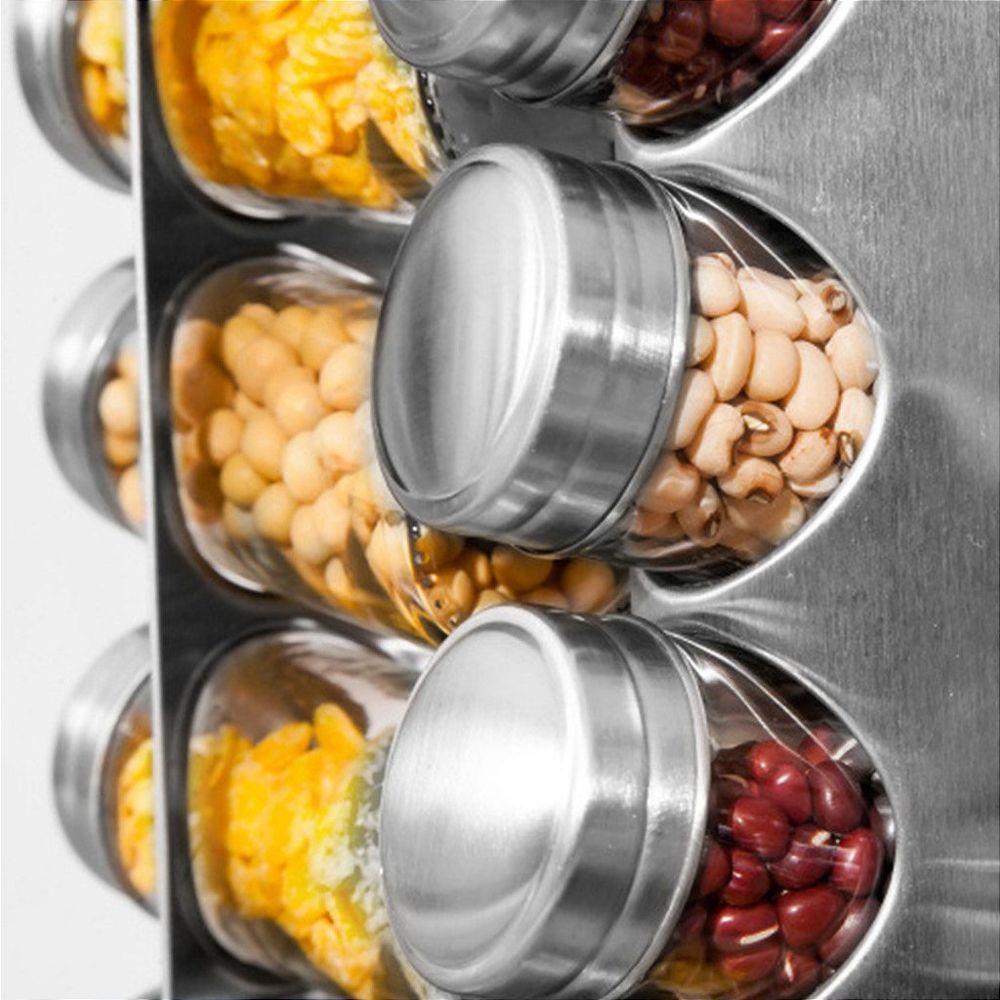 Porta Tempero 12 Potes Em Vidro Com Suporte Giratório - 2