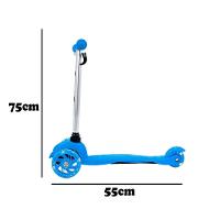 Patinete Regulável Infantil 3 Rodinhas Com Led Para Crianças Até 40kg Azul