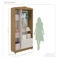 Quarto De Bebê Cômoda Com Porta Fraldário Guarda Roupa 3 Portas Branco Com Bétula Carolina Baby