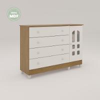 Quarto De Bebê Cômoda Com Porta Fraldário Guarda Roupa 3 Portas Branco Com Bétula Carolina Baby - 7