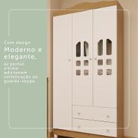 Quarto De Bebê Cômoda Com Porta Fraldário Guarda Roupa 3 Portas Branco Com Bétula Carolina Baby - 8