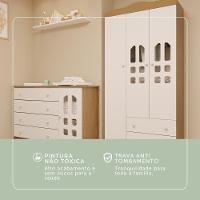 Quarto De Bebê Cômoda Com Porta Fraldário Guarda Roupa 3 Portas Branco Com Bétula Carolina Baby - 10