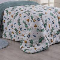 Coberdrom Cobertor Fantasy Solteiro Infantil Malha 100% Algodão Dupla Face Manta - Dinossauro Astronauta - 3