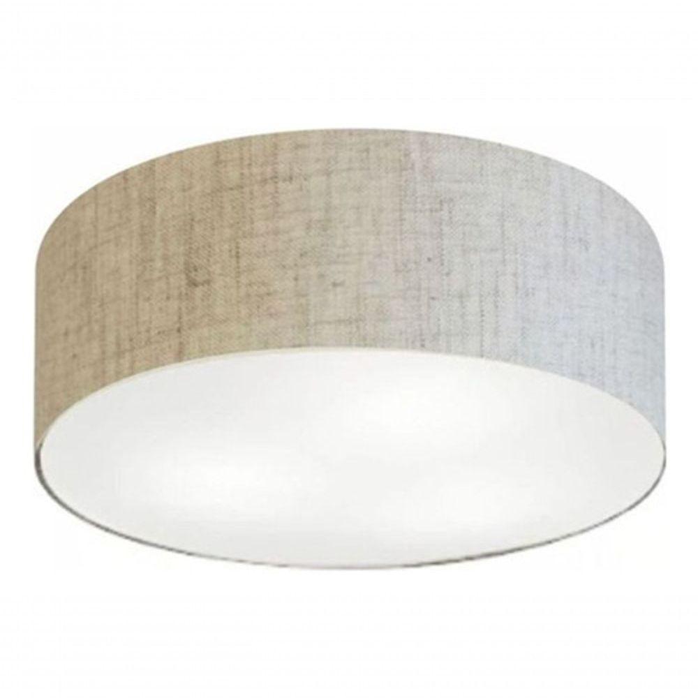 Plafon Cilíndrico Vivare Md-3005 Cúpula Em Tecido 40x12cm - Bivolt Rustico-bege 127/220v - 3