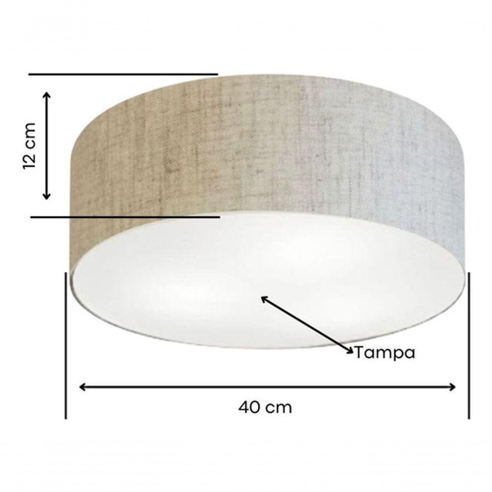 Plafon Cilíndrico Vivare Md-3005 Cúpula Em Tecido 40x12cm - Bivolt Rustico-bege 127/220v - 4