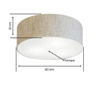 Plafon Cilíndrico Vivare Md-3005 Cúpula Em Tecido 40x12cm - Bivolt Rustico-bege 127/220v - 2