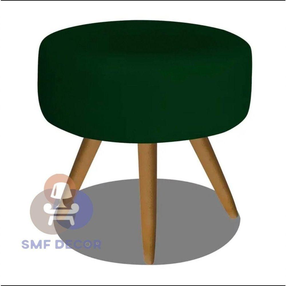 Kit 02 Puff Redondo Pés Palito Verde Veludo - 2