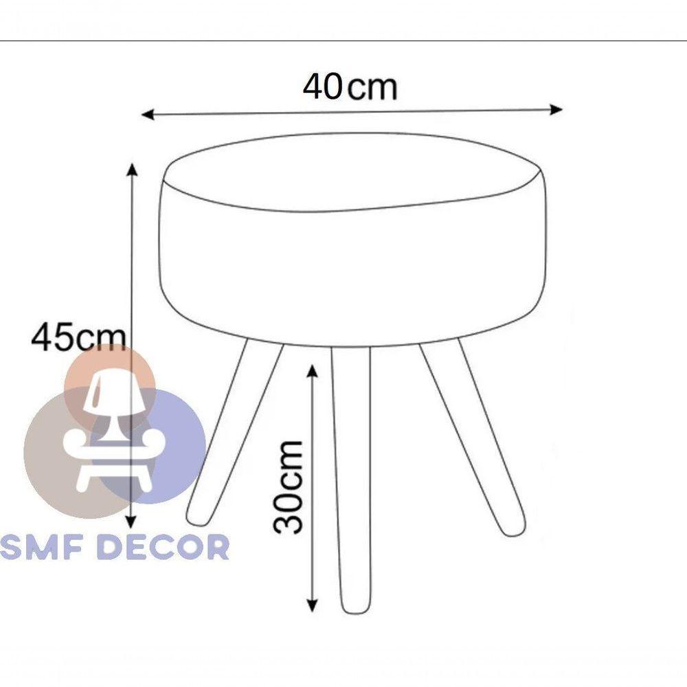 Kit 02 Puff Redondo Pés Palito Verde Veludo - 3