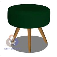 Kit 02 Puff Redondo Pés Palito Verde Veludo - 2