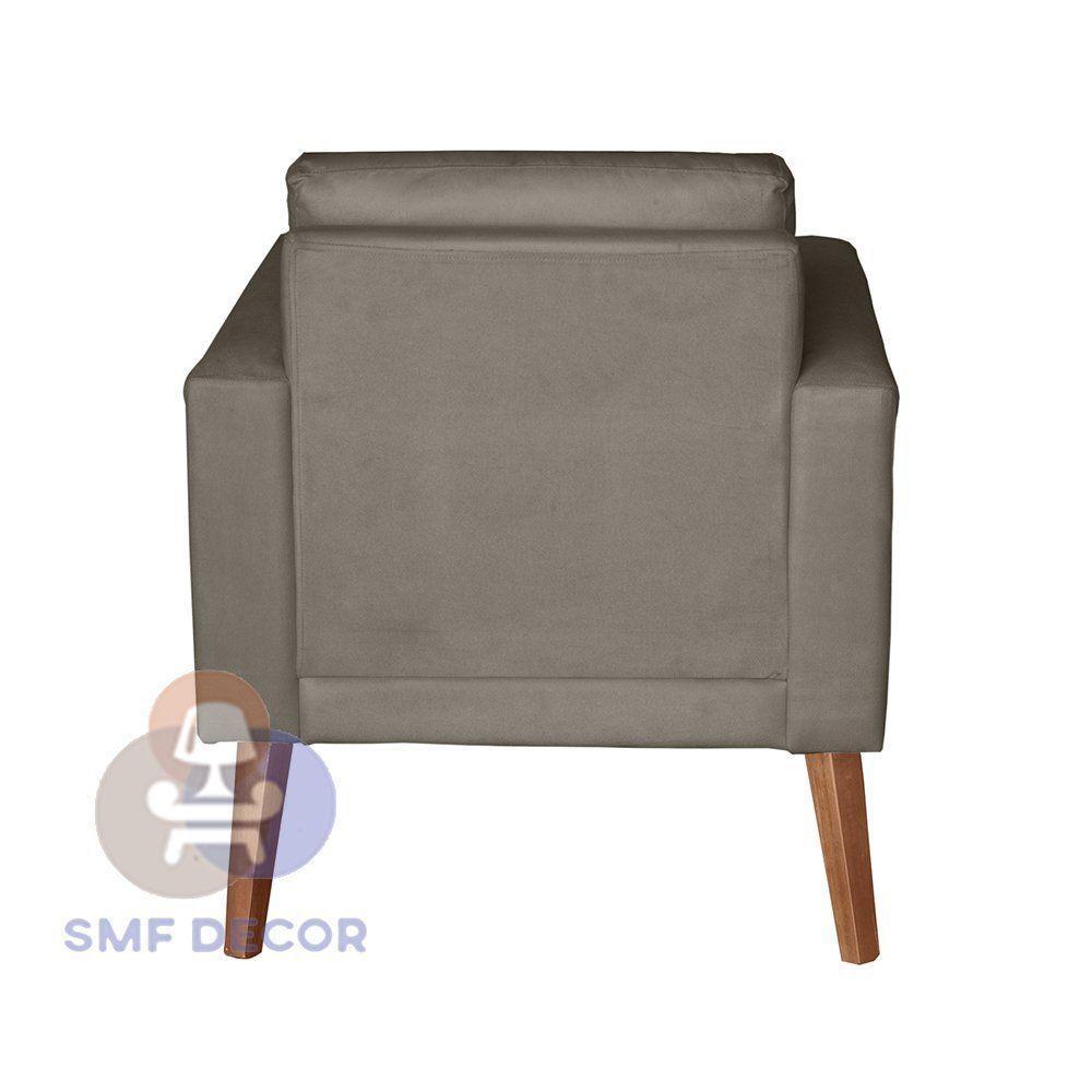 Sofá/poltrona/cadeira Decorativa Glamour Dubai Com Pés Em Madeira Capuccino - 3