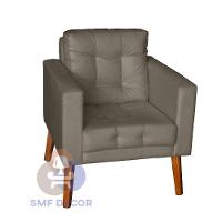 Sofá/poltrona/cadeira Decorativa Glamour Dubai Com Pés Em Madeira Capuccino - 2